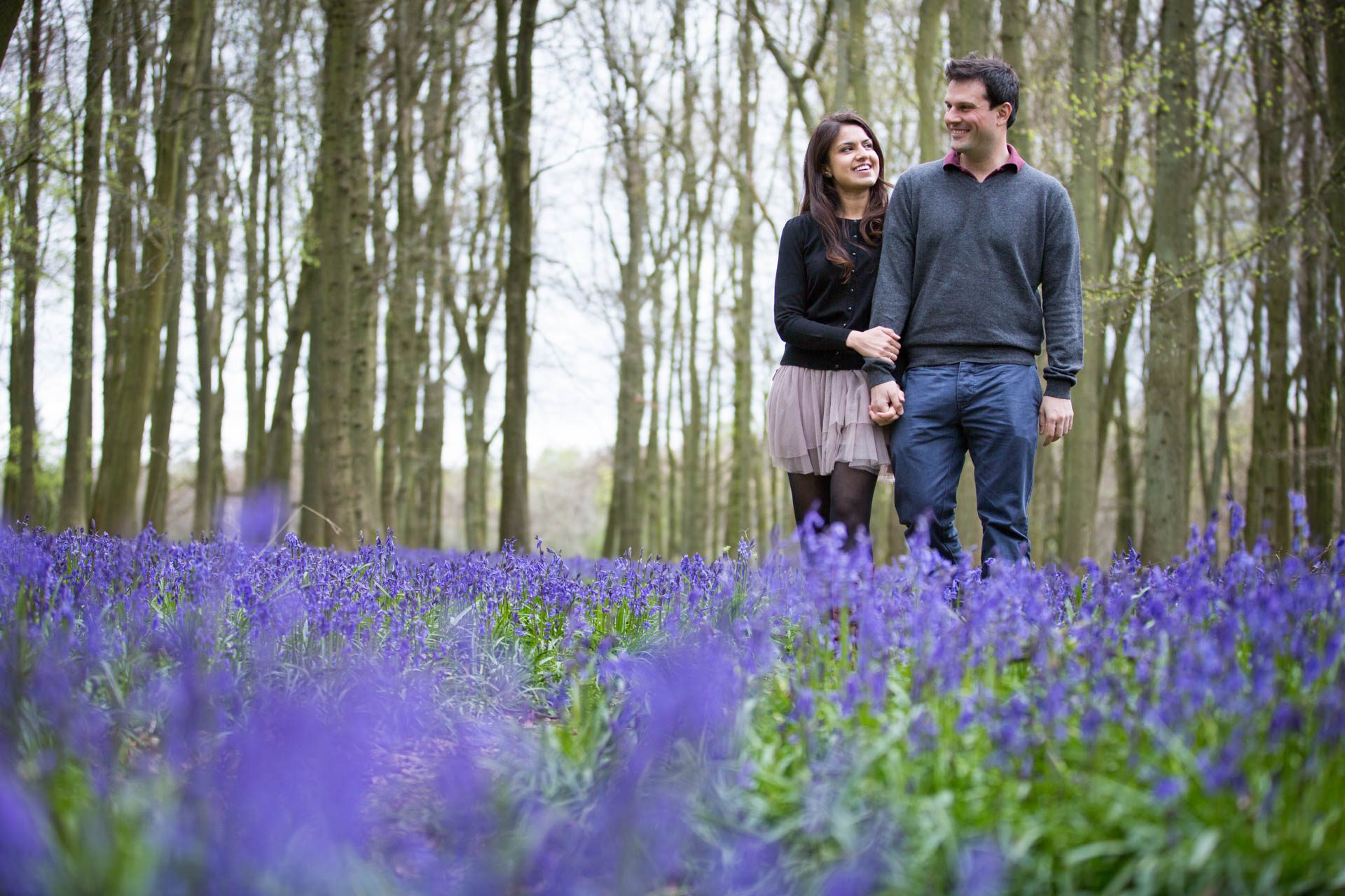 Nimi and Vineet's Bluebell Engagement Shoot