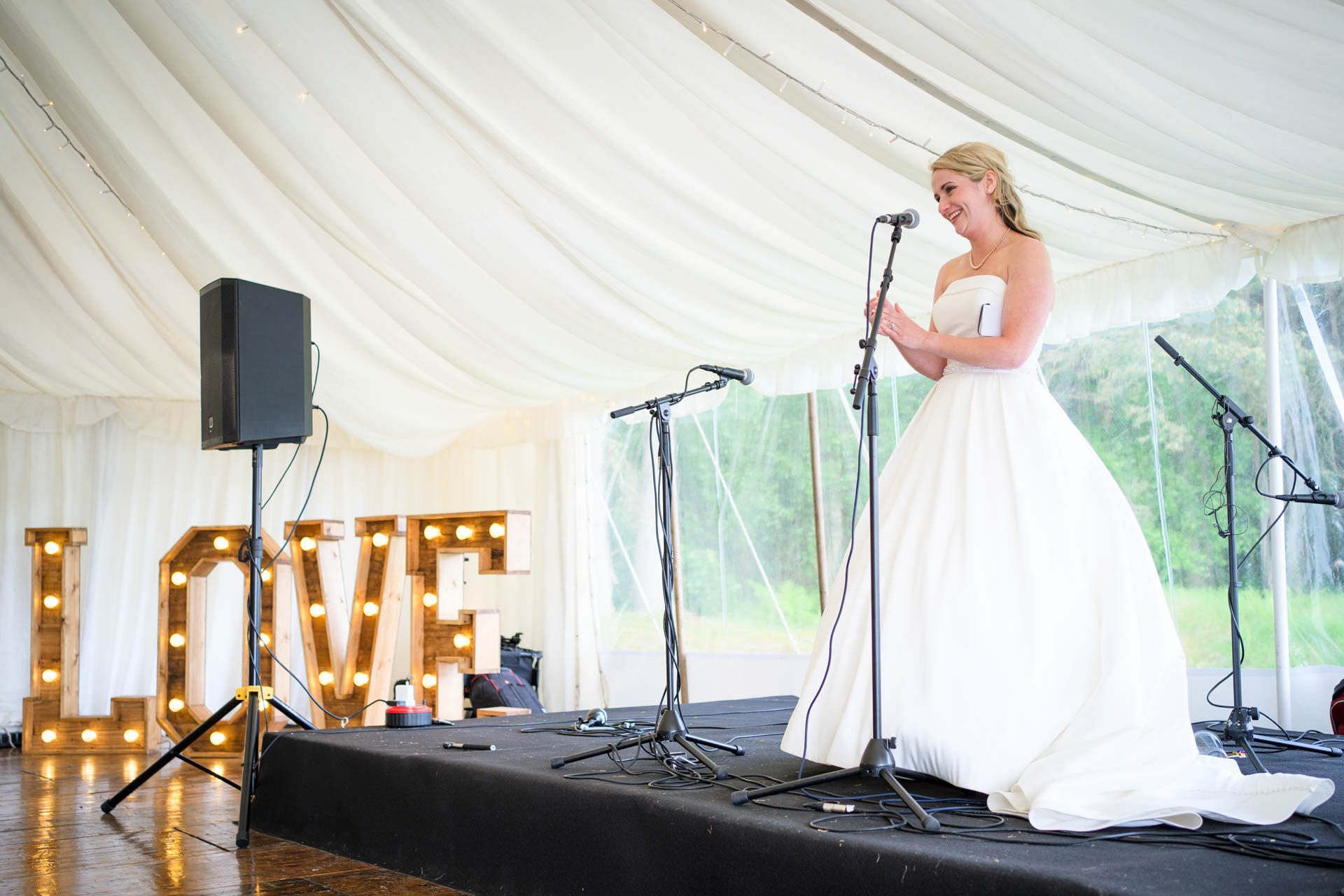The bride making her wedding speech