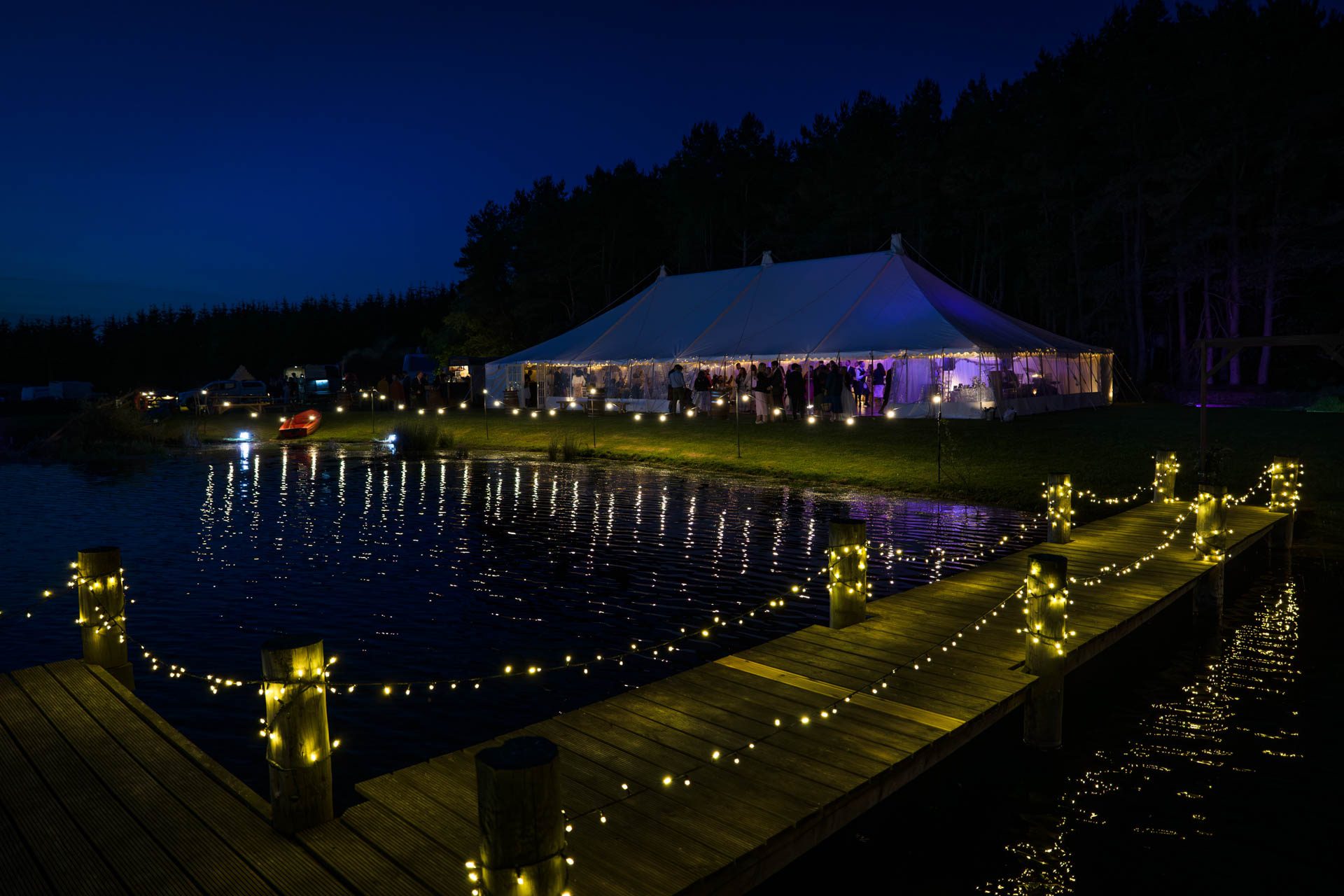 Scottish wedding venue after dark