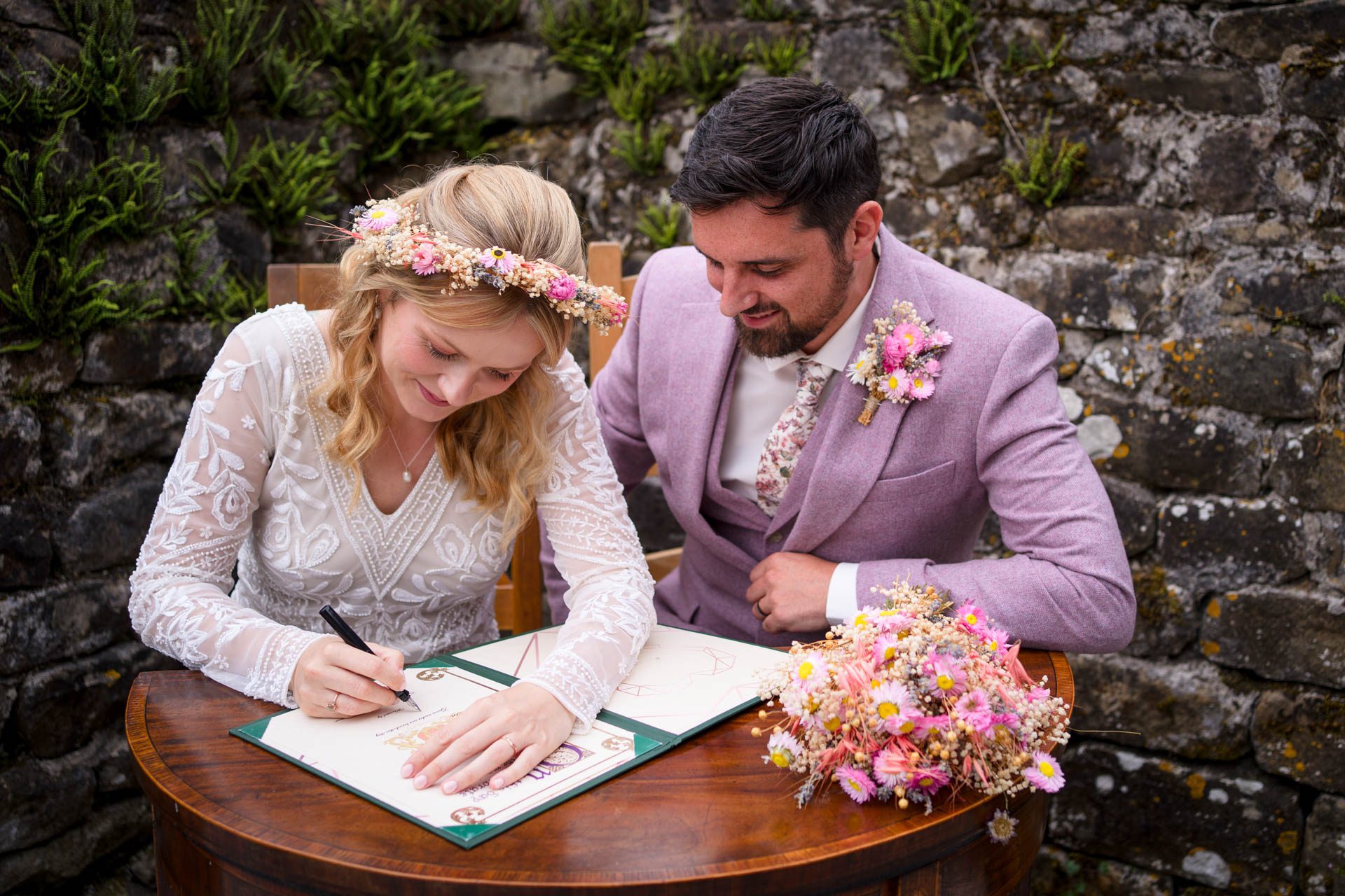 Signing of the register at a Ribble Valley wedding 