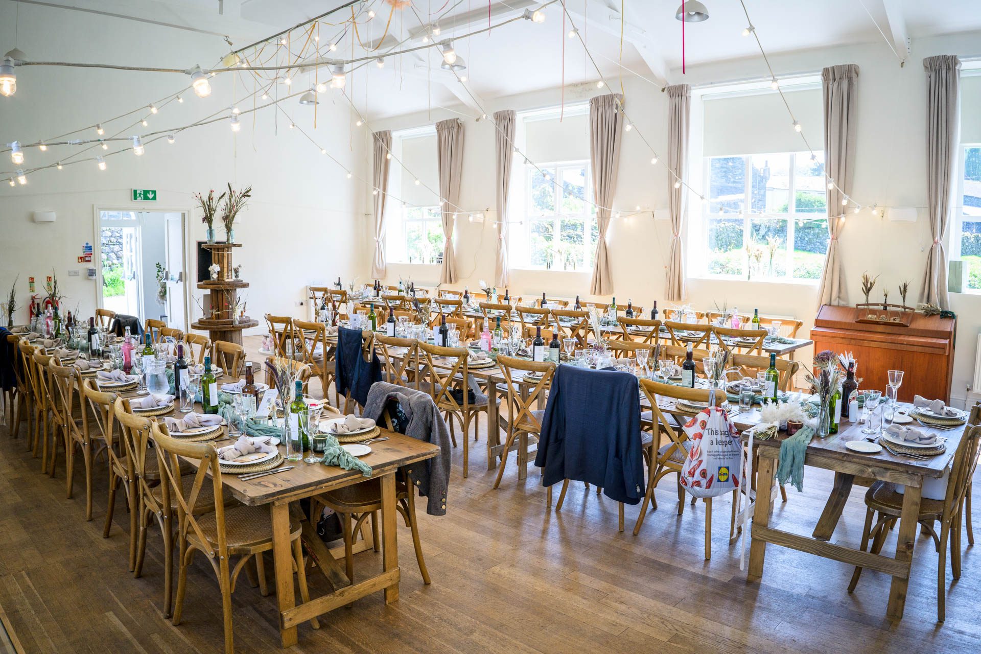 A Borrowdale Wedding - the Borrowdale Institute decorated and set up for the wedding breakfast